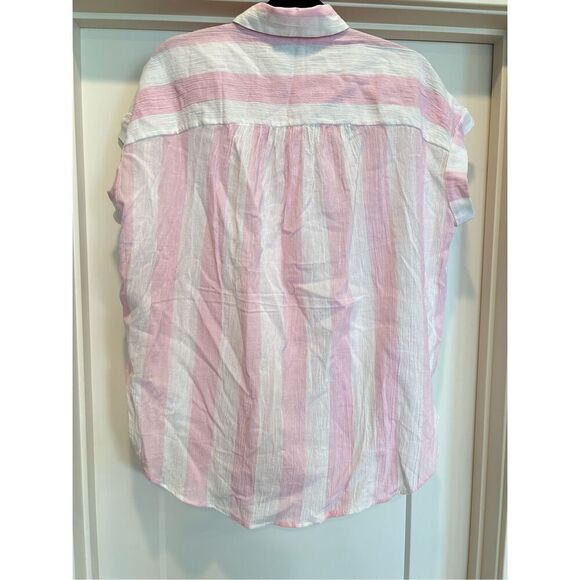 Madewell Pink and White Striped Button Down Shirt - Picture 7 of 7